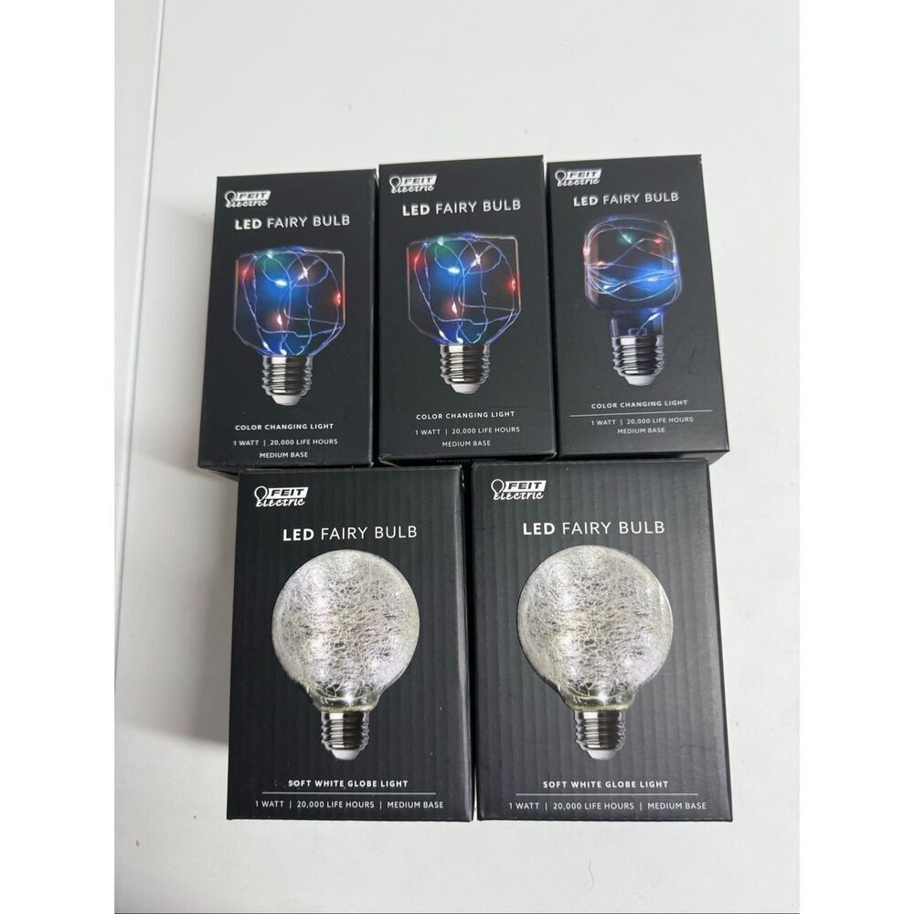 Feit Lot of 5 Electric FY/SQ/RGB/LED Assorted Colors 120V 1W LED Fairy Light